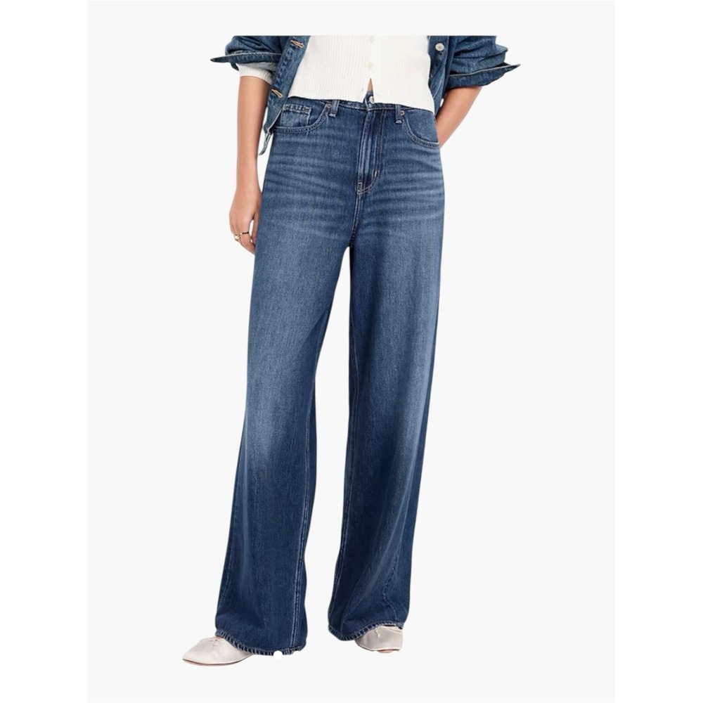 Old Navy Drapey High Rise Baggy Wide Leg Jean in Blue Women's Size 4